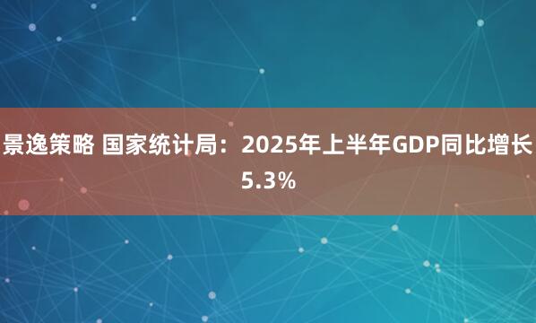 景逸策略 国家统计局：2025年上半年GDP同比增长5.3%